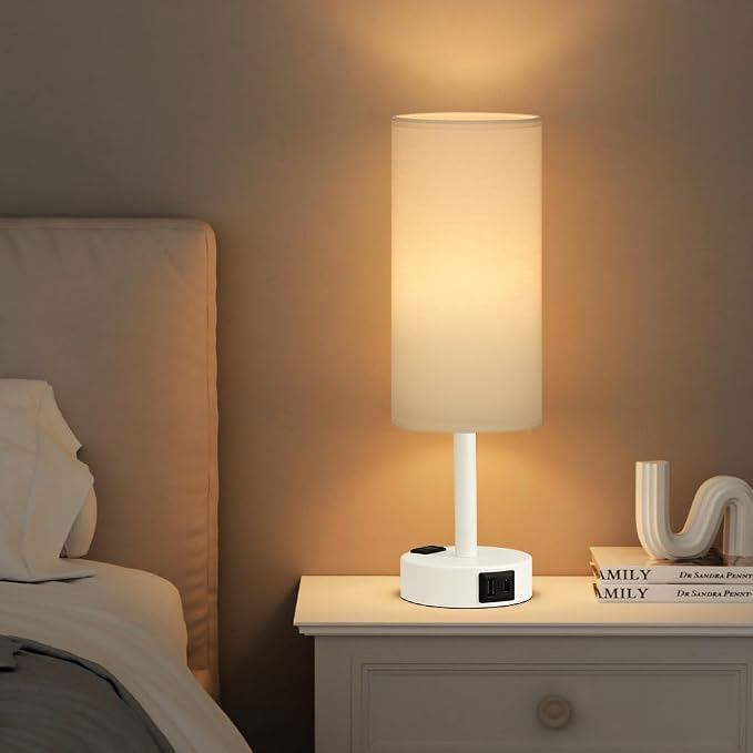 Fenmzee Matte White Bedside Table Lamp - Image 6
