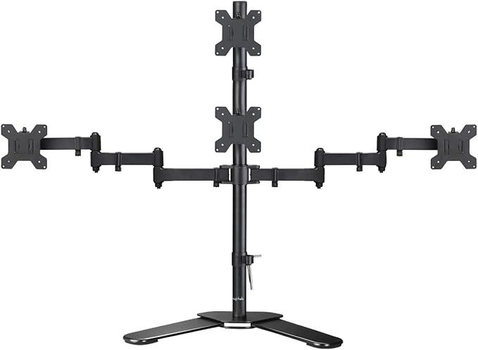 Suptek Quad LED LCD Monitor Stand up Free-Standing Desk Stand Extra Tall 31.5" Pole Heavy Duty Fully Adjustable Mount for 4 (3+1) / Four Screens up to 27 inch (ML6864)-DeskLoop Office
