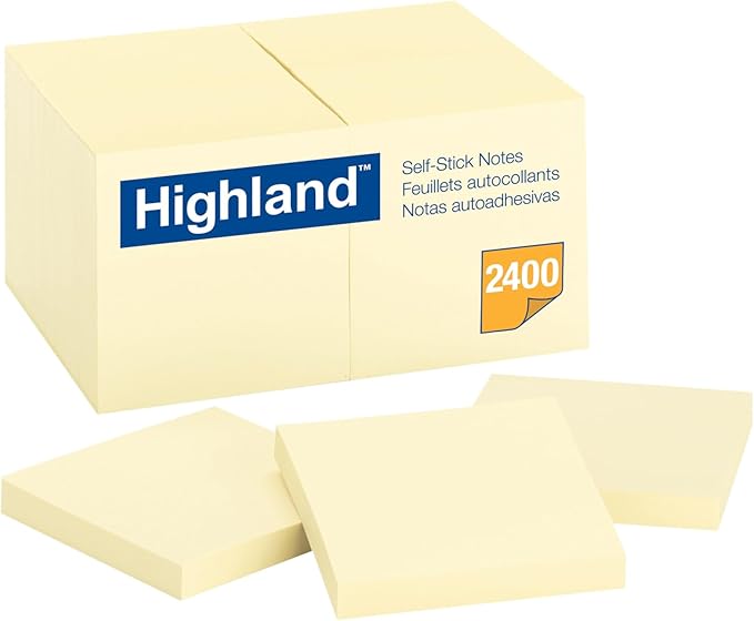 Highland Sticky Notes, 3 x 3 Inches, 24 Pack by Highland