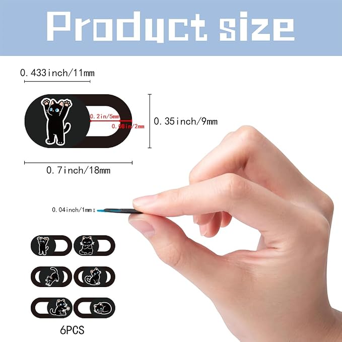 6Pcs 6 Styles Cat Camera Cover Slide Cute Privacy Guard Accessories, 0.04 Inch - Image 2