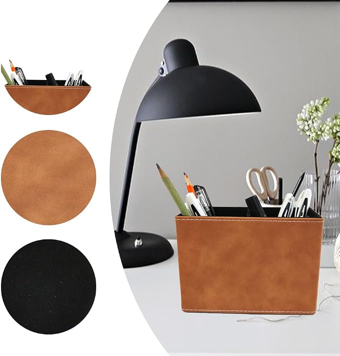 Pen Pencil Holder Cup Container Leather Desk Organizer Stand Decor Brush - Image 3