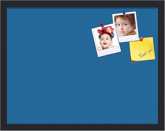 PinPix 22x17 Inch Cork Bulletin Board. This Decorative Framed Pin Board Comes with Navy Pastel Design and a Satin Black Frame. Ideal for Home Office Decor or Message Board (PinPix-1811)-DeskLoop Office