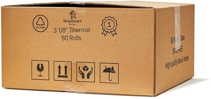 (50) 3 1/8 x 230 Thermal Paper Receipt Rolls 3.125 x 230 ft, POS/Cash Register Paper, TM-T88 T20 T90 Bixolon SRP-350 370, BPA Free, 50 Rolls, 48 GSM-DeskLoop Office