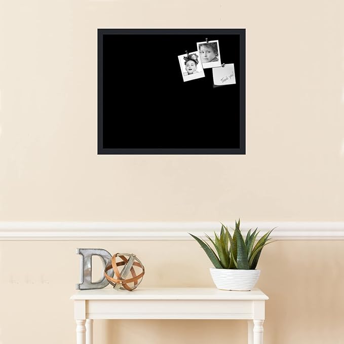 PinPix 24x20 Inch Cork Bulletin Board. This Decorative Framed Pin Board Comes with Solid Black Design and a Satin Black Frame. Ideal for Home Office Decor or Message Board (PinPix-622)-DeskLoop Office