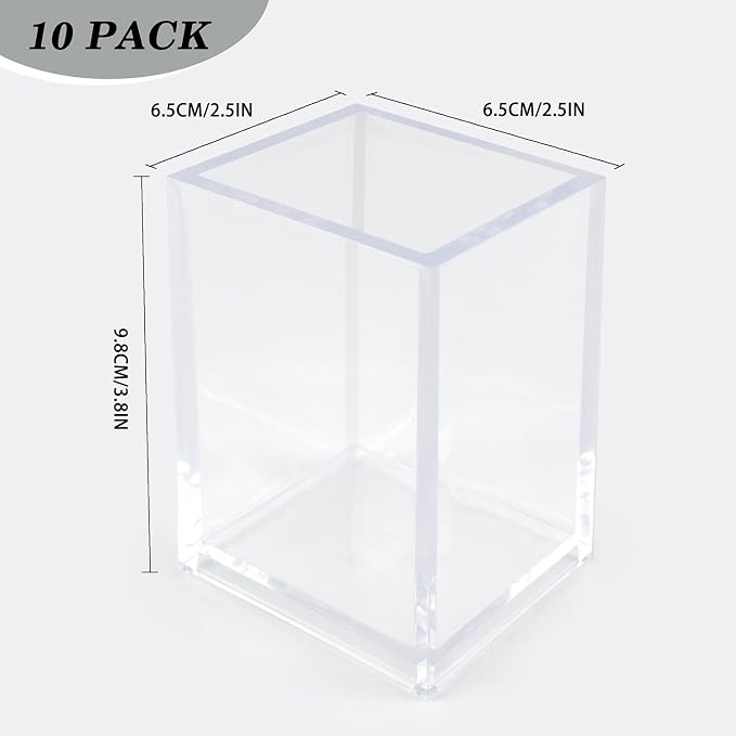 10 Pack Clear Acrylic Pen Holders - Image 2