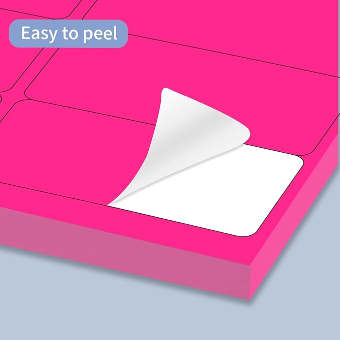 STARLIBOO Shipping Labels Stickers, 2"×4" Printable Fluorescent Mailing Labels for Laser/Inkjet Printing- Matte, Permanent Adhesive Sticker (Fluorescent Pink)-DeskLoop Office