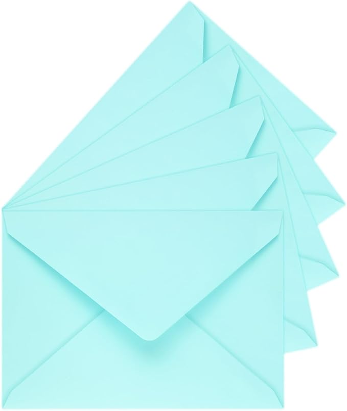 50 Pack A7 Envelopes, Light Blue Greeting Card Envelopes Self Seal, 5.24 x 7.24 by LIKAJON