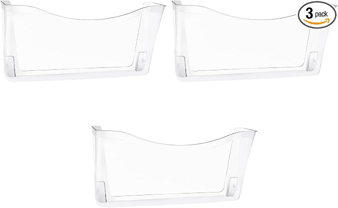 EASEPRES 3 Pack Clear Single Pocket Hanging File Organizer, Plastic Wall Mount by EASEPRES