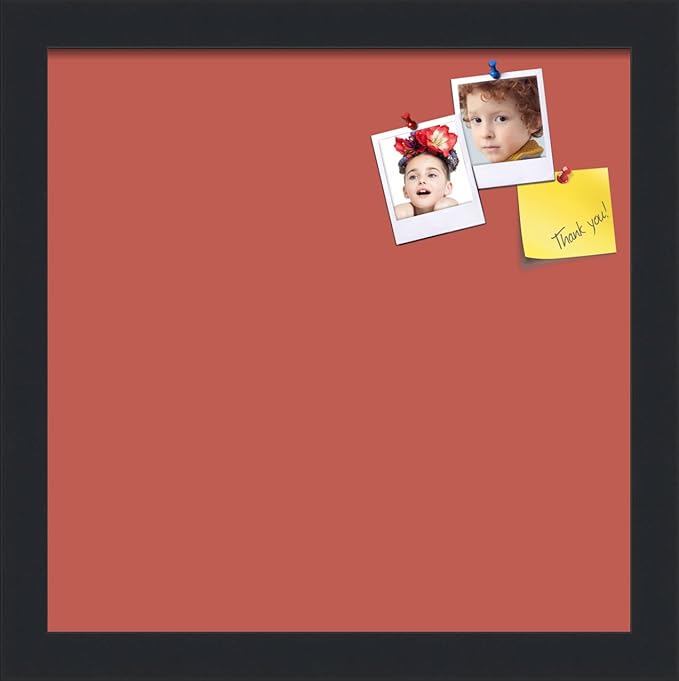 PinPix 12x12 Inch Cork Bulletin Board. This Decorative Framed Pin Board Comes with Crimson Pastel Design and a Satin Black Frame. Ideal for Home Office Decor or Message Board (PinPix-1807)-DeskLoop Office