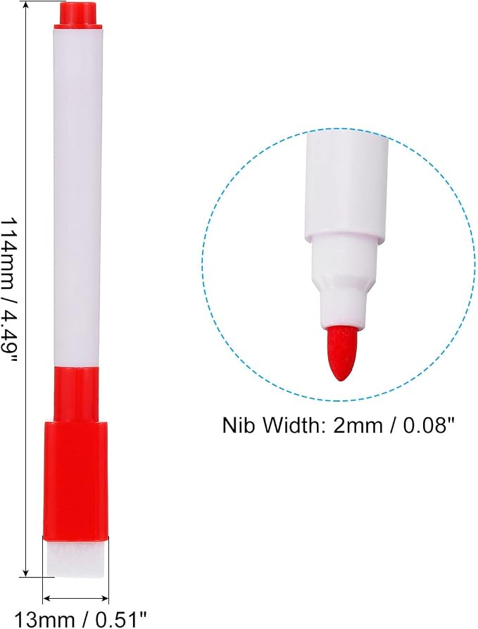 PATIKIL Dry Erase Marker Pens, 30 Pack Red Ink Fine Point Low Odor Whiteboard - Image 2