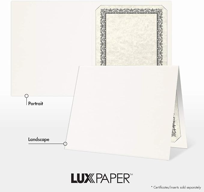 LUXPaper 9.5" x 12" Certificate Holders | White Linen | 100lb. Cover | 50 Qty - Image 5