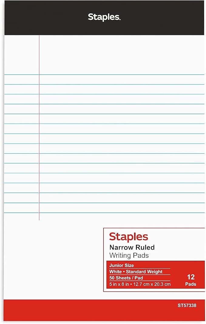 STAPLES Notepads, 5” x 8”, Narrow Ruled, 50 Sheets/Pad - Image 4