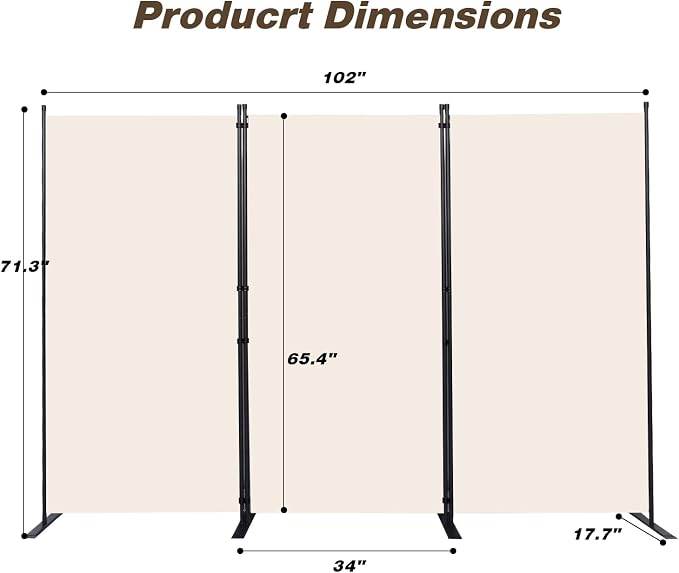 CHOSENM Room Divider, 3 Panel Folding Privacy Screens - Image 2