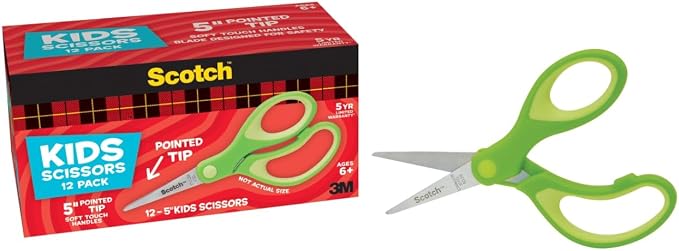 Scotch 5" Soft Touch Pointed Tip Kids Scissors, All-Purpose Scissors - Image 2