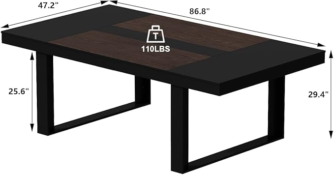 ECACAD 7FT Conference Table for 6-8 People, Large Rectangular Meeting Table, Modern Seminar Table for Office Meeting Conference Room, Black and Deep Brown (86.8”L x 47.2”W x 29.4”H)-DeskLoop Office