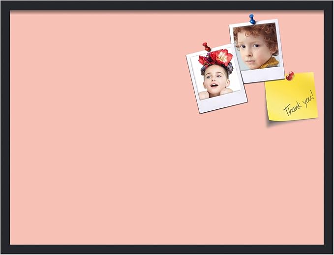 PinPix 32x24 Inch Cork Bulletin Board. This Decorative Framed Pin Board Comes with Pink Pastel Design and a Satin Black Frame. Ideal for Home Office Decor or Message Board (PinPix-1813)-DeskLoop Office