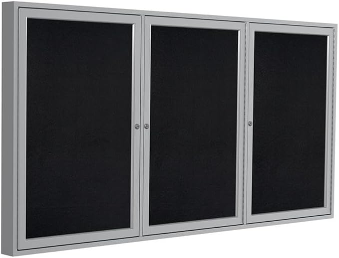 Ghent 48" x 96" 3-Door indoor Enclosed Recycled Rubber Bulletin Board, Shatter by Ghent