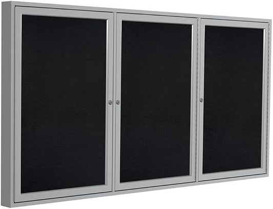 Ghent 48" x 96" 3-Door indoor Enclosed Recycled Rubber Bulletin Board, Shatter by Ghent