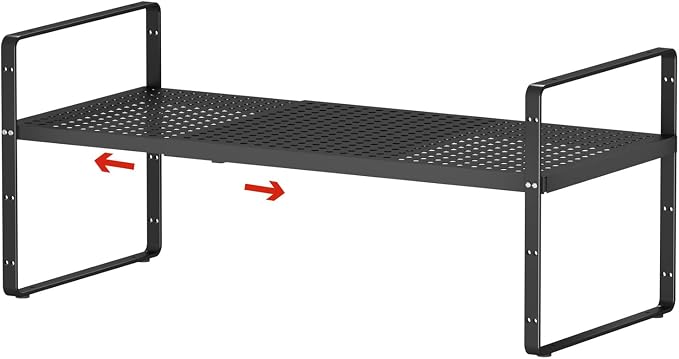 jkxoo Expandable Cabinet Shelf Organizers, Stackable Metal Shelves Extender by jkxoo