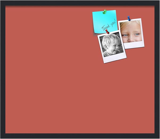 PinPix 28x24 Inch Cork Bulletin Board. This Decorative Framed Pin Board Comes with Crimson Pastel Design and a Satin Black Frame. Ideal for Home Office Decor or Message Board (PinPix-1807)-DeskLoop Office