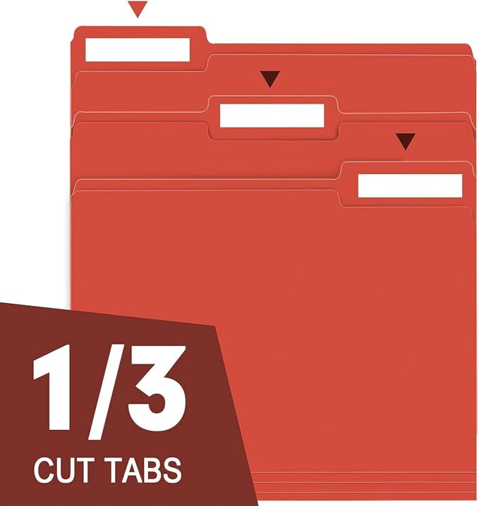 File Folder, RAZCC 100 Pack 1/3 Cut Tab File Folders Letter Size, Folders - Image 3