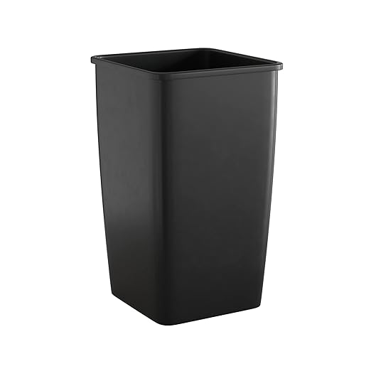 50 Gallon Black Square Commercial Trash Can-DeskLoop Office