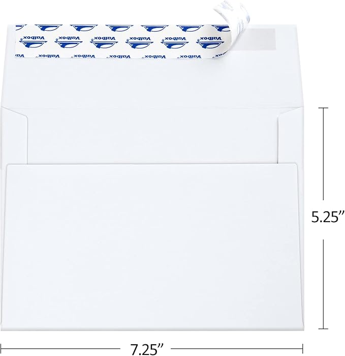 ValBox 5x7 Envelopes for Invitation 100 Qty A7 Envelopes Self Seal White - Image 2