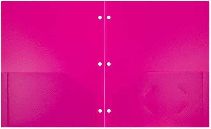 JAM PAPER Heavy Duty Plastic 3 Hole Punch Pocket Folders - Image 2