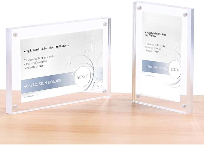 5 Pack Acrylic Label Holder Price Tag Displays Sign Holder by ECKEK