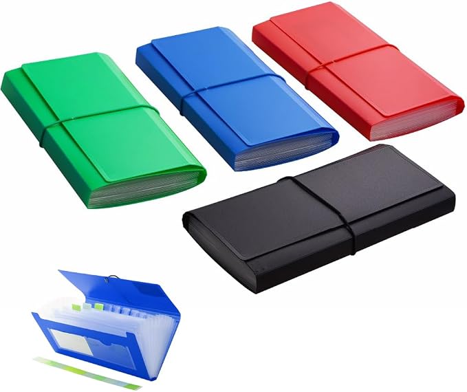 4 Pack 13 Pockets Receipt Organizer, Small Expanding File Foder by XUCHUN