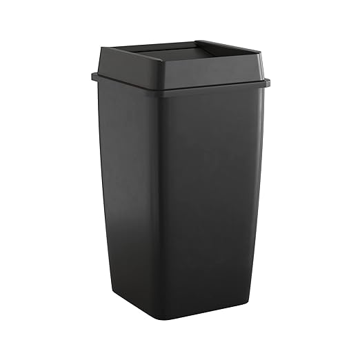 50 Gallon Black Square Commercial Trash Can with Lid-DeskLoop Office