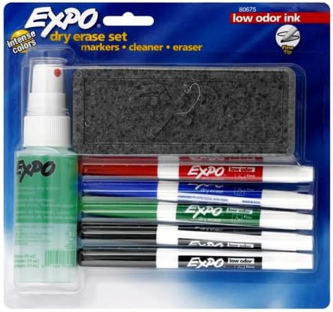 EXPO Dry Erase Markers Kit, Fine Tip, Spray Cleaner - Image 2