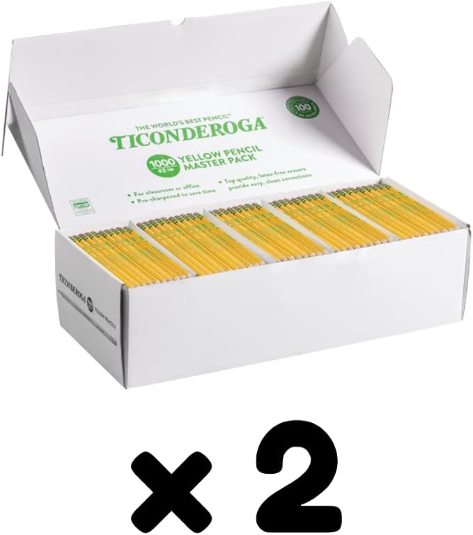 Ticonderoga Wood-Cased Pencils, Pre-Sharpened, 2 HB Soft, 2000 Pencils Total - Image 3