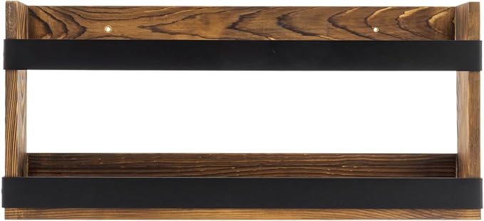 MyGift Rustic Burnt Solid Wood and Industrial Matte Black Metal Magazine - Image 6