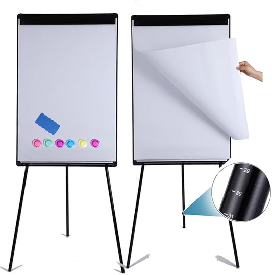2 Pack Dry Erase Easel 36" x 24", Height Adjustable Magnetic White Board Easel with Tripod Stand, Office Presentation Easel Board with Flipchart Pad, Magnets & Eraser, Black-DeskLoop Office