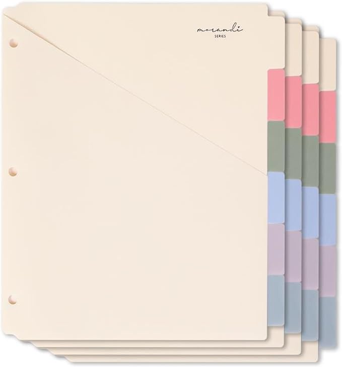 H4D 6-Tab Plastic Binder Dividers, 2 Pockets, Pastel Colors, 4 Sets | Made of by H4D
