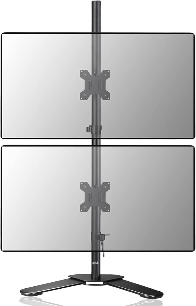 Suptek Dual LED LCD Monitor Stand up Free-Standing Desk Mount for 2 / Two Screens up to 32 inch Extra Tall 31.5 inch Pole Heavy Duty Fully Adjustable Stand Vertical Array (ML6802)-DeskLoop Office