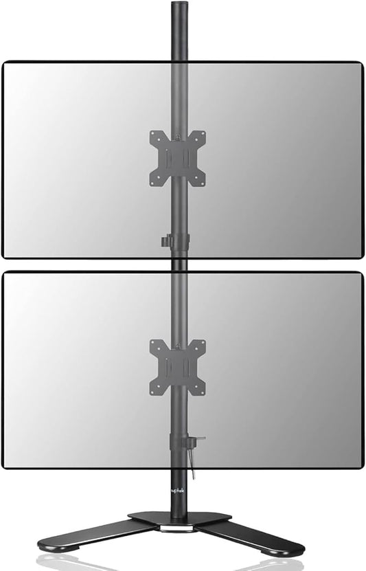 Suptek Dual LED LCD Monitor Stand up Free-Standing Desk Mount for 2 / Two Screens up to 32 inch Extra Tall 31.5 inch Pole Heavy Duty Fully Adjustable Stand Vertical Array (ML6802)-DeskLoop Office