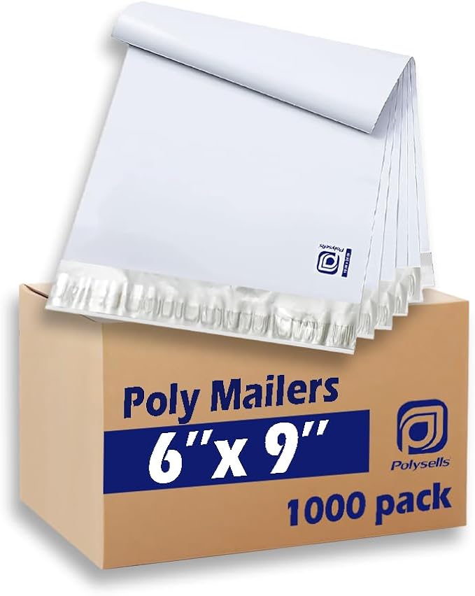 POLYSELLS 1000 pcs 6x9 Inches White x Silver Poly Mailers Shipping Envelopes by POLYSELLS