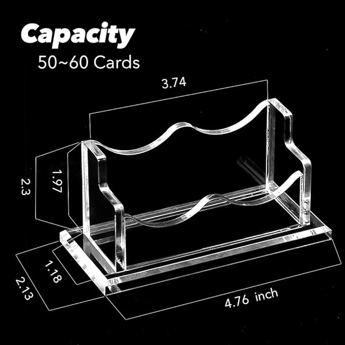 PARTSPOWER 4 Packs Acrylic Business Card Holders for Desk, Horizontal Clear Business Name Card Display Stand, Desk Accessory Business Name Card Organizer (Horizontal, 1-Slot)-DeskLoop Office