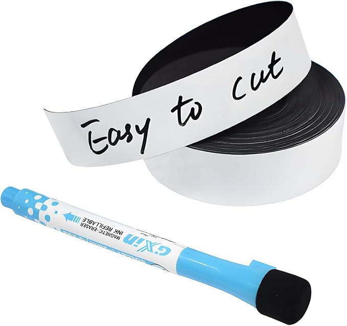 Dry Erase Magnetic Strip 2" x 10 Feet White, Reusable Magnetic Labels by Yamsop