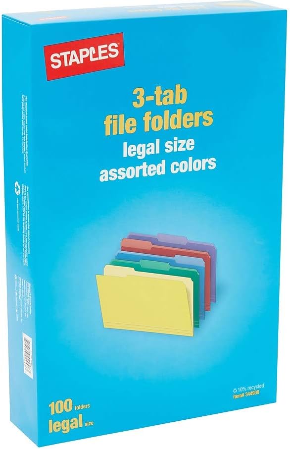 Staples File Folders, Legal Size, 1/3‑Cut Tabs, Heavy‑Duty Paper Stock - Image 8