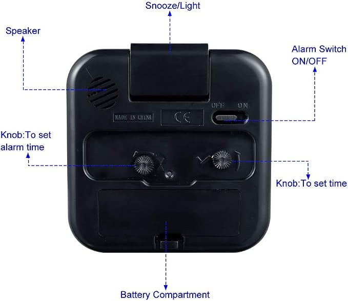 Tinload Small Battery Operated Analog Travel Alarm Clock Silent Non Ticking - Image 4