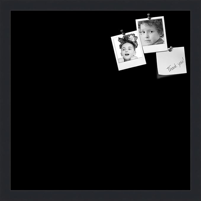 PinPix 17x17 Inch Cork Bulletin Board. This Decorative Framed Pin Board Comes with Solid Black Design and a Satin Black Frame. Ideal for Home Office Decor or Message Board (PinPix-622)-DeskLoop Office