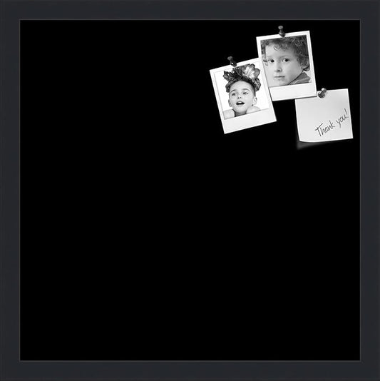 PinPix 17x17 Inch Cork Bulletin Board. This Decorative Framed Pin Board Comes with Solid Black Design and a Satin Black Frame. Ideal for Home Office Decor or Message Board (PinPix-622)-DeskLoop Office