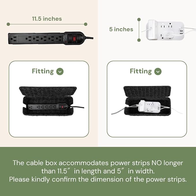 Cable Management Box, Handmade Rattan Cable Organizer - Image 4
