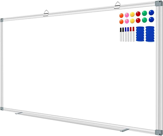 H-Qprobd 72"x48" Large Dry Erase Board for Wall 6' x 4' Magnetic Whiteboard Aluminum Presentation White Boards with Long Pen Tray, 6 Markers, 2 Erasers &12 Magnets-DeskLoop Office