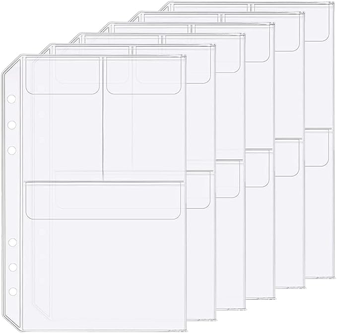 6 Pack A5 6 Holes Binder 3 Pockets Plastic Binder Folders Waterproof 6 Holes by Zelten