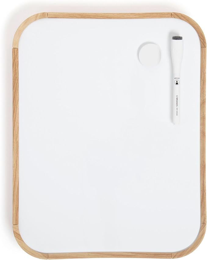 U Brands 11 x 14 Modern Bevel Dry Erase Board, Wood Grain Print, Includes by UBrands
