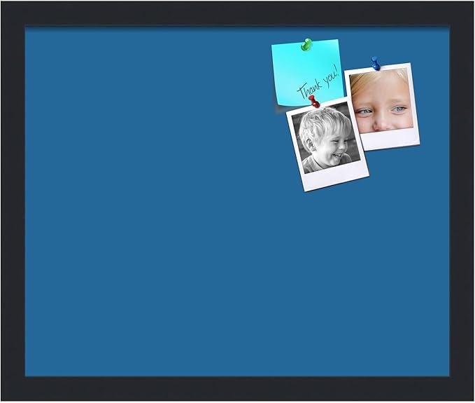 PinPix 17x14 Inch Cork Bulletin Board. This Decorative Framed Pin Board Comes with Navy Pastel Design and a Satin Black Frame. Ideal for Home Office Decor or Message Board (PinPix-1811)-DeskLoop Office